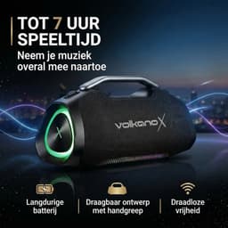VolkanoX Ignite Ultra Bluetooth Speaker - Muziek box - 180W Partybox met RGB Verlichting - Spatwaterdicht - TWS - Zwart — thumbnail 2