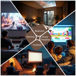 De Warenloods - Beamer - Draagbare Projector - Flexibele projectie - 360° kantelbaar - Thuisbioscoop - Ingebouwde Speakers - Automatische Keystone-correctie - Wifi - 1080P-resolutie - Ingebouwde Appstore — thumbnail 5