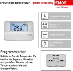 digitale kamerthermostaat met OpenTherm-ondersteuning - programmeerbare bedrade opbouwthermostaat, wit, 12,7 x 8,5 x 2,5 cm — thumbnail 3