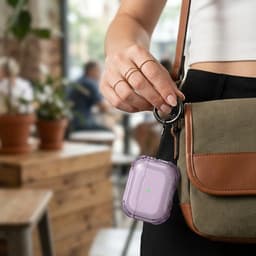 Paars transparant hoesje voor oordopjes met sleutelring – schokbestendige beschermhoes geschikt voor AirPods Pro 3 — thumbnail 5