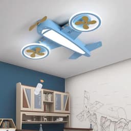 LED Plafondlamp Vliegtuig - Kinderkamerlamp Modern - Sfeervolle Verlichting - Dimbaar Met Afstandsbediening - 75 x 75 x 7 cm — thumbnail 2