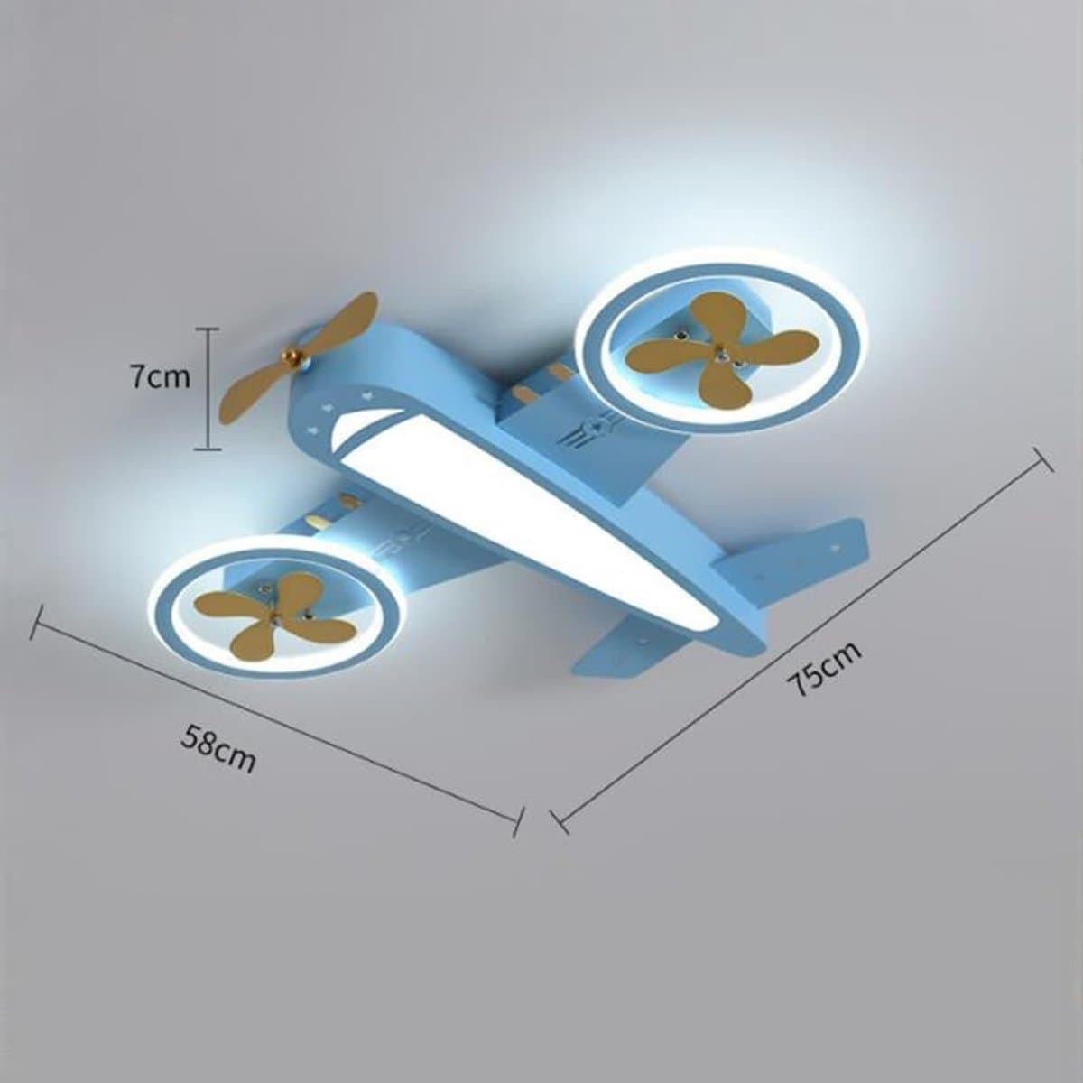 LED Plafondlamp Vliegtuig - Kinderkamerlamp Modern - Sfeervolle Verlichting - Dimbaar Met Afstandsbediening - 75 x 75 x 7 cm — afbeelding 1