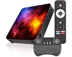 Smart TV Box - Mediastreamer Android - Entertainment Thuis - 4K UHD Quad-core - 10x10x2 cm - Zwart
