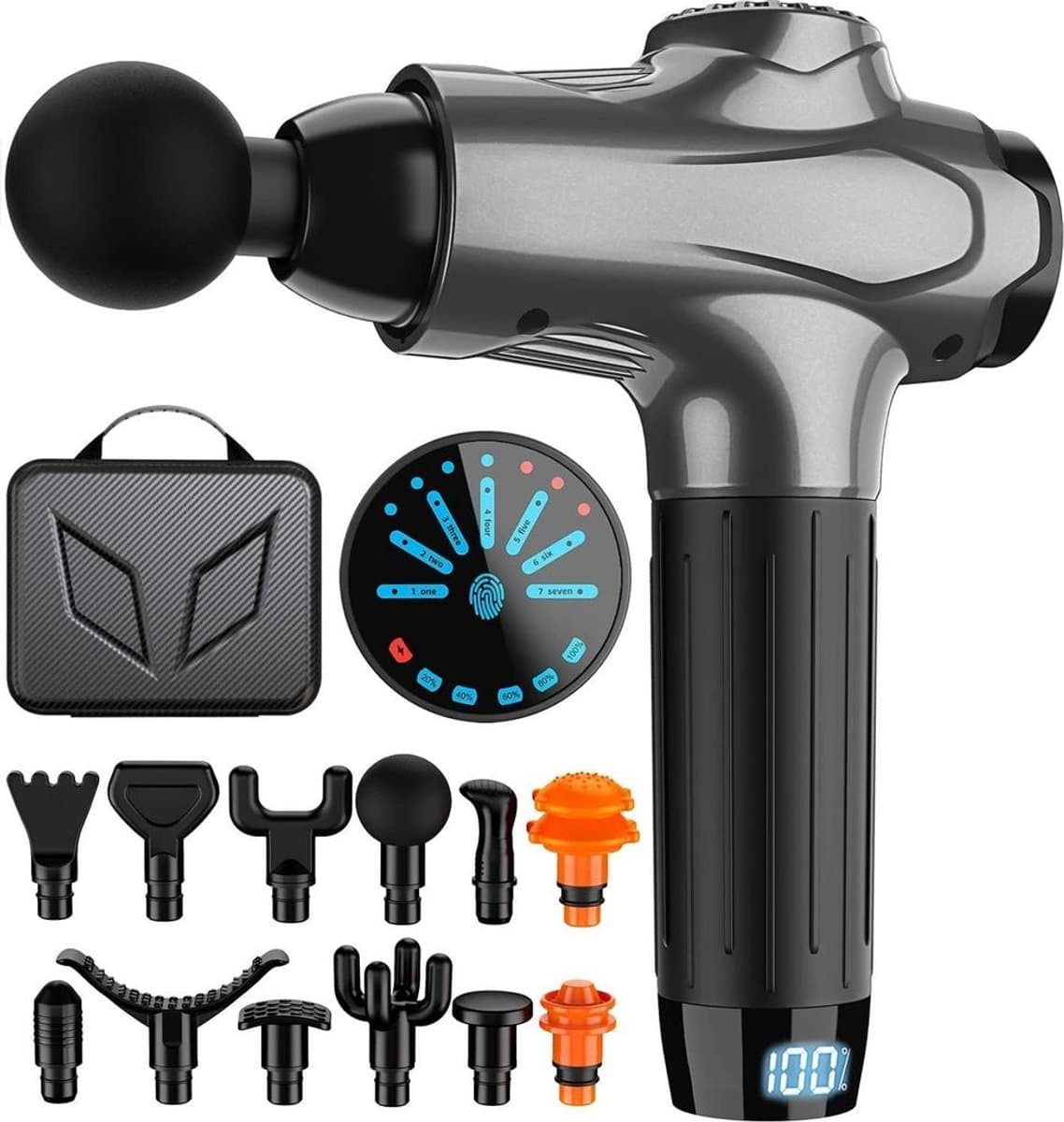Elektrische fascia-massagepistool, fitnessmassagepistool, 12-delige set, USB-massager, meerdere snelheidsinstellingen — afbeelding 1