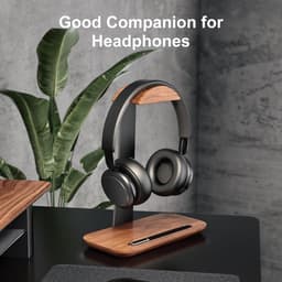 Walnoothout Hoofdtelefoonstandaard, Natuurlijk Houten Desktop Hoofdtelefoonhouder met Opbergbasis, Geschikt voor AirPods Max, Beats, Bose, Sony, Sennheiser, Gaming, enz — thumbnail 4