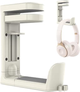 2 stuks Koptelefoonhaak voor Bureau - 360° Draaibare Haak Houder Voor Hoofdtelefoon - Kantoor Headset Stand | Voor Kantoor Thuiswerkplek Computer Slaapkamer Dormitory，wit — thumbnail 1