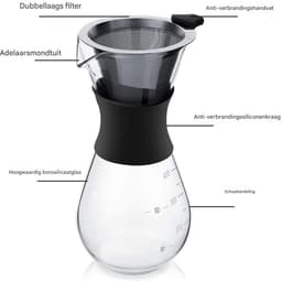 Ynkkvre -French Press - Koffiezetapparaat - Dubbelwandig Filter Zonder Papieren Filters 400 Ml - 2-3 Koppen - Thuis/Zwart — thumbnail 2