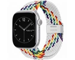 Veelkleurig nylon horlogebandje geschikt voor Apple Watch dames en heren 42mm (serie 1 / 2 / 3) / 44 mm / 45 mm / 46 mm (serie 10 / 11) / 49 mm (Ultra / Ultra 2) , elastisch gevlochten smartwatch bandje zonder gesp, stretch