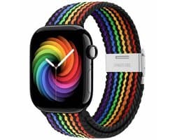 Gemengde kleur nylon horlogebandje geschikt voor Apple Watch dames en heren 42mm (serie 1 / 2 / 3) / 44 mm / 45 mm / 46 mm (serie 10 / 11) / 49 mm (Ultra / Ultra 2), elastisch gevlochten smartwatch bandje zonder gesp, stretch vervangend bandje