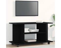 TV-meubel op wieltjes Urbanhome Artisan 80 cm – Moderne tv-kast met opbergruimte, lowboard voor woonkamer, zwart eiken-look, verrijdbaar, tv-standaard met stevige bovenplaat voor televisie en multimedia-apparatuur