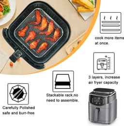 Airfryer Rekken, Vierkant Drie Lagen met 4 Poten Stapelbaar 304 Rek, Airfryer Mand Lade, Airfryer Accessoires, Grillrek voor Ninja Speedi 5,7L, Instant, Cosori Airfryer — thumbnail 7