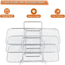 Airfryer Rack Compatibel Geschikt voor Ninja DZ201 DZ401 en PowerXL 2-Mand Airfryer - Airfryer Accessoires Set - Dubbele Mand Airfryer Rack - 304 Roestvrijstalen Toast Rack - Meerdere Lagen Grill Rack - 1 PACK — thumbnail 2
