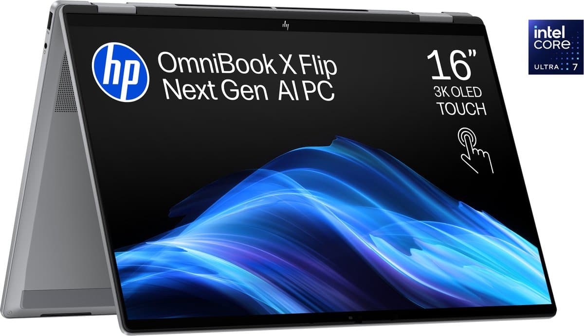 HP OmniBook X Flip Next Gen AI 16-as0010nd - 2-in-1 Copilot+ Laptop - 16 inch - 1.88 kg - 3K OLED - Core Ultra 7 - 16GB/1000GB — afbeelding 1