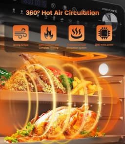 Mini Oven met Airfryer Functies - 14L, 1800W, 11-in-1 met Aanraakscherm en 7 Accessoires — thumbnail 2