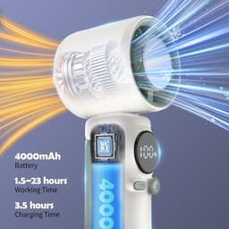 Draagbare handventilator met instelbare snelheid en oplaadbare 4000 mAh batterij — thumbnail 1