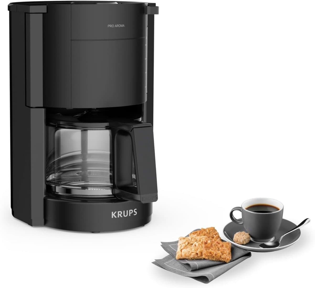 Krups F30901 ProAroma Filter Koffiezetapparaat – 10 Kopjes – Glazen Kan – 1050W – Automatische Uitschakeling – Zwart — afbeelding 1