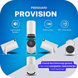 PEEKGUARD® ProVision 4 - Mini Beamer Wit - WiFi - HDMI - Bluetooth - 4K support Beamers Scherm - Apple & Android - Projector Draagbaar - Incl. HDMI kabel & Afstandsbediening — thumbnail 2