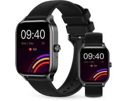KIMO DIRECT Aurel Smartwatch - Smartwatch Dames & Heren - Stappenteller - Hartslagmeter - Bloeddrukmeter - Smartwatches - Android & iOS - Zwart