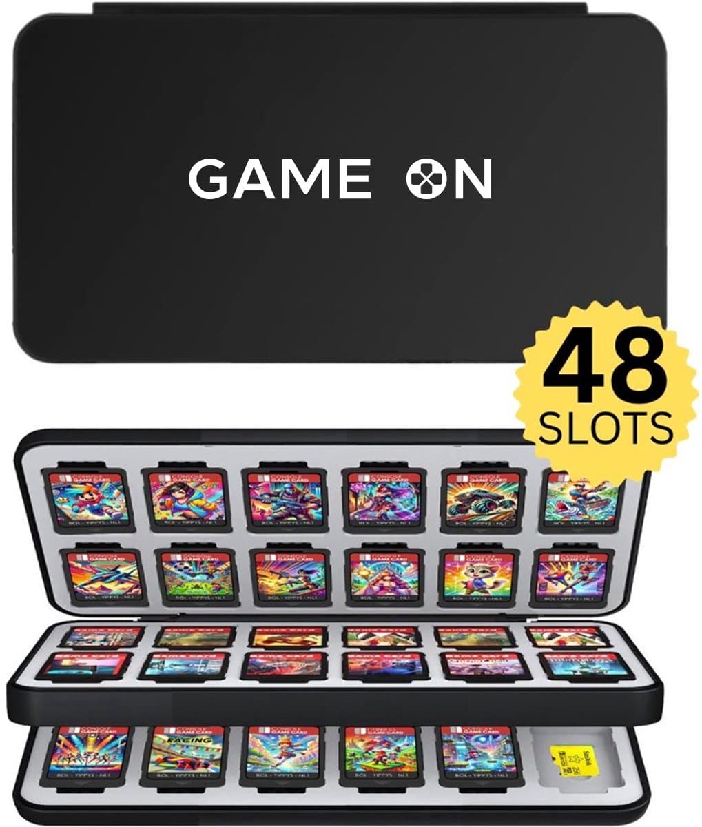 Xainy – Card case XXL zwart geschikt voor Nintendo Switch & Switch 2 games | Switch-games opberghoes accessoires | Spellen game hoes houder | Opberg travel box / opbergbox voor OLED / Lite consoles | Beschermhoes 48 card slots — afbeelding 1
