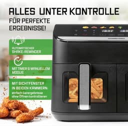 Airfryer met Dubbele Kamer 9L - 8 Programma's en Multi-Color Touchscreen — thumbnail 4