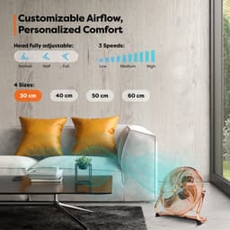AERSON vloerventilator 30 cm | waaier met drie standen 55W | staande ventilator | hoge luchtstroom | robuuste metalen uitvoering | hellingshoek ca. 110 graden — thumbnail 3