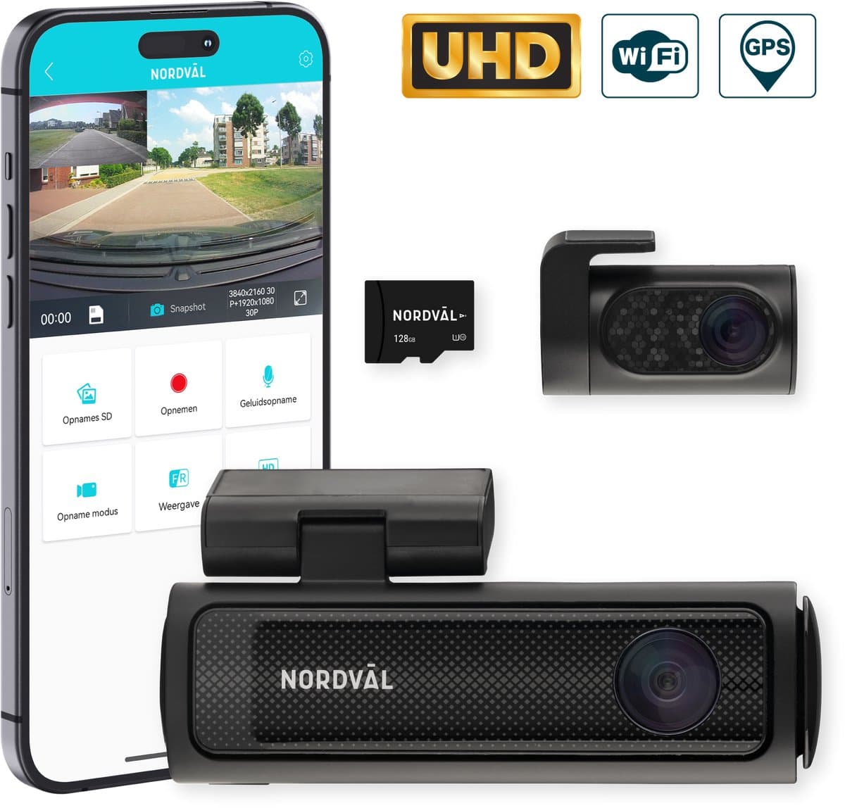 Nordväl DashCam DC202-2CH 128GB — afbeelding 1