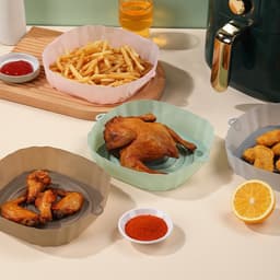 4 Stuks Air Fryer Bakje - Air Fryer Siliconen Bakvormen – Air Fryer Accessoires – ⌀ 21cm – Ronde Herbruikbare Air Fryer Liners – Antiaanbak – Hittebestendig — thumbnail 4