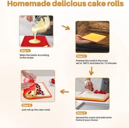Siliconen bakmat voor cakedeeg - 30*40*0,8 cm - Bakmat voor Zwitserse rol - Deegmat - Ovenbakmat - Bakmat voor airfryer - Bakmat - Voor het uitrollen van deeg - Flexibel met opstaande randen - Kneedmat - Rechthoekige bakmat - Geschikt voor het bakken — thumbnail 5