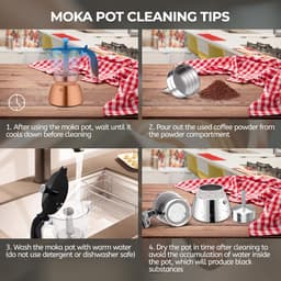 200ml Transparante Kunststof Moka Pot met Roestvrijstalen Onderdelen - 4 Kopjes, Italiaans Klassiek Fornuis Espressomachine, Geschikt voor Thuis, Kamperen & Reizen — thumbnail 2