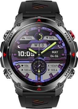 Knobbout 1.46”(3.7cm) GPS Outdoor Smartwatch – 6 Satelliet Positionering - Kompas & Hoogtemeter -LED-zaklamp - Hartslag & SpO₂, 30 m Waterdicht - 540mAh Batterij, Bluetooth 5.3- Zwart — thumbnail 3