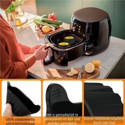 4-delige muffinvorm - siliconen bakvorm - geschikt voor airfryer - gemakkelijk schoon te maken - eierkokervorm - zwart — thumbnail 5