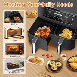 Accessoires voor hot air fryers - Airfryer-accessoires voor Ninja Foodi AF400EU, AF300EU (7,6L-9,5L) en andere dual zone airfryers - BPA-vrij - Accessoires voor Dual Zone hot air fryers - Airfryer siliconen bakje — thumbnail 3