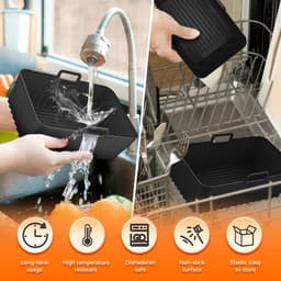 Airfryer accesoires - Dubbel accessoireset voor de airfryer – Geschikt voor Ninja AF300EU, AF400EU & Tower T17088 - Voor dubbele airfryer 7,6L - 9,5L - BPA-vrij - Vaatwasserbestendig - A irfryer siliconen bakje — thumbnail 7