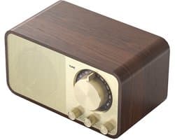 Mini retro Bluetooth-luidspreker, draagbare houten luidspreker, ondersteunt TF-kaart, AUX en USB, geschikt voor op reis en buitengebruik.