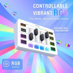FIFINE - SC3 - Wit - Streaming Deck - DJ Mixer - Gaming Mixer - Podcast / Stream / Gaming - XLR Aansluiting - Line-in - Voice Changer — thumbnail 2