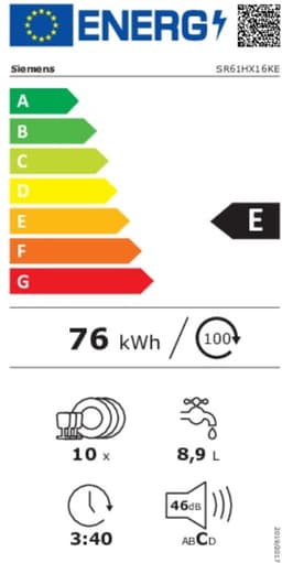 Siemens SR61HX16KE - iQ100 - Vaatwasser- Inbouwvaatwasser - 45 cm - Smal model - Energielabel E - Home Connect - varioSpeed Plus: je vaat tot wel drie keer zo snel schoon -infoLight — thumbnail 14