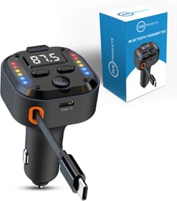 Bluetooth Transmitter - Auto - 30W Snellader - USB-C + 70cm USB-C Kabel - Carkit - Handsfree Bellen - Noise-Cancelling Microfoon - Bluetooth 5.3 - LED Spectrum - Zwart — thumbnail 1