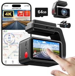 Redtiger A4 4K+1080P 5.8GHz WIFI Voice Control Dash Cam Touch Wifi GPS 2CH 64GB dashcam - Auto camera voor en achter - Wifi en GPS - Parkeermodus - 2,2 inch touch screen LCD - 4K resolutie - 64gb Micro SD kaart - dashcam voor auto — thumbnail 1