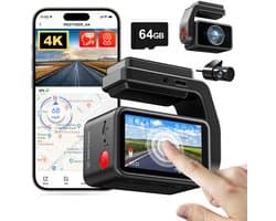 Redtiger A4 4K+1080P 5.8GHz WIFI Voice Control Dash Cam Touch Wifi GPS 2CH 64GB dashcam - Auto camera voor en achter - Wifi en GPS - Parkeermodus - 2,2 inch touch screen LCD - 4K resolutie - 64gb Micro SD kaart - dashcam voor auto