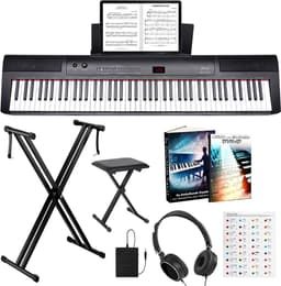 Finesse Digitale Piano - 88 Gewogen Toetsen - Statief & Kruk - Keyboard Piano - Elektrische Piano - Volwassene & Kind — thumbnail 1