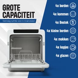 Ventux® Mini Vaatwasser Incl. App – 8 Programma’s – 2-4 couverts - Vaatwasser Vrijstaand Voor Camping - 900 Watt Afwasmachine – 42,5 x 42,8 x 45,8 cm - Wit — thumbnail 8