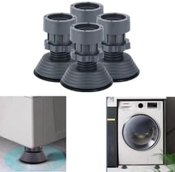 4 stuks - Schokdempers voor wasmachine - Verstelbare schokdempers - Anti-vibratie pads - Verhoog pads - Antislip - Zwart - Geschikt voor huishoudelijke apparaten, tafelpoten — thumbnail 1