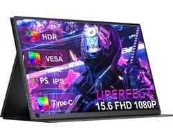 UPerfect 15,6" Portable Monitor – Draagbare Monitor & Draagbaar Scherm voor Werk, Gaming & Entertainment
