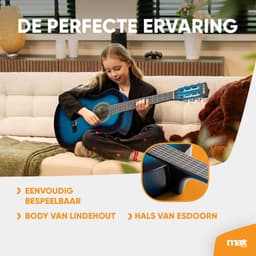 Kinder gitaar - MAX SoloArt akoestische gitaar 3/4 - Met gratis muzieklessen en accessoires - Blauw — thumbnail 2