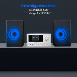 MEDION P85003 Micro audiosysteem (internetradio, DAB+, PLL FM-radio, Bluetooth, USB-aansluiting, AUX, 2x150 W) zilver — thumbnail 3