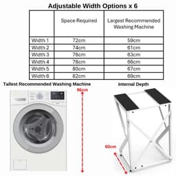 SERALUXE - Wasmachine Kast - Wasmachine Verhoger- Metaal - Wit - Universeel Wasmachine en Droger Kast - Wasmachine Ombouw - Wasmachinerek - Wasmachine Sokkel- Robuust - Stabiel - Stevig - Anti Vibratie — thumbnail 3