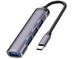 USB-C 4-in-1 Docking Station - Type-C naar 3X USB 2.0 + 1X USB 3.0 Adapter - Hub voor Laptop, MacBook en Tablet - grijs