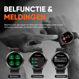 Synyq Evo Pro - GPS Smartwatch - 4 Bandjes - 42mm - AMOLED - 5ATM Waterdicht - Stappenteller - Hartslagmeter - Slaapmonitor - Multisport - Belfunctie - Bluetooth Smartwatch voor Dames en Heren - iOS & Android - Zwart — thumbnail 2
