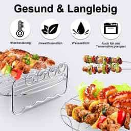 Allecto Plus - Hot Air Fryer Accessoires RVS Multifunctioneel Dubbellaags Rek - 7 Inch - Inclusief 4 Baknaalden — thumbnail 3