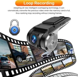 USB-auto DVR-camera/videorecorder, loop-opname ADAS, dashcam, met 32 ​​GB SD-kaart, 24-uurs parkeermodus, rijrecorder, dashcam voor Android, radio, stereo, GPS, dvd, nachtzicht, Full HD — thumbnail 4